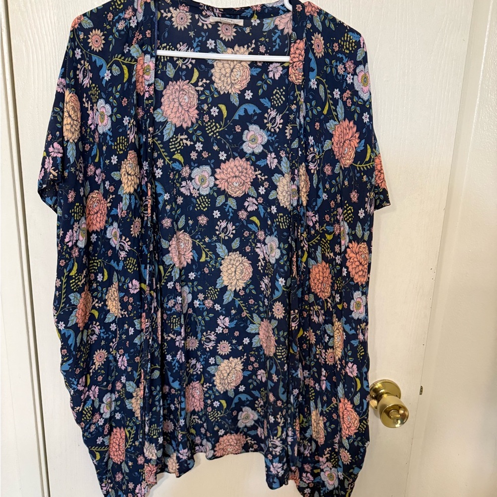 LOFT Navy Floral Kimono